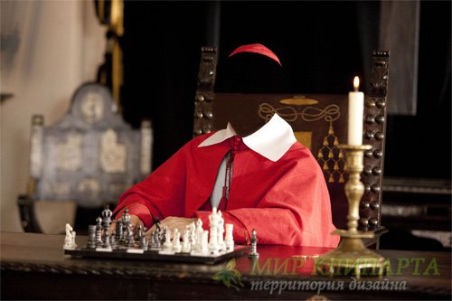  Шаблон psd - Кардинал за шахматной доской 