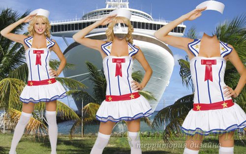  Шаблон для Photoshop - В форме морячки 
