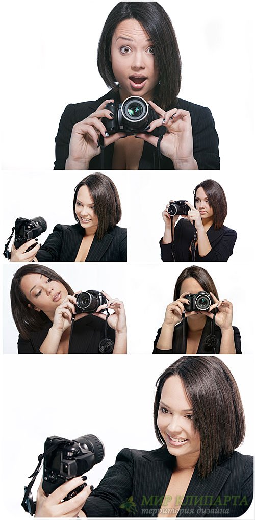 Девушка с фотоаппаратом / Girl with camera - Stock Photo