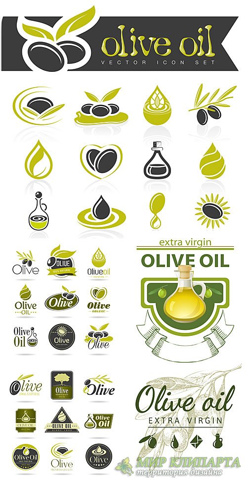Оливки, этикетки в векторе / Olives, food labels vector