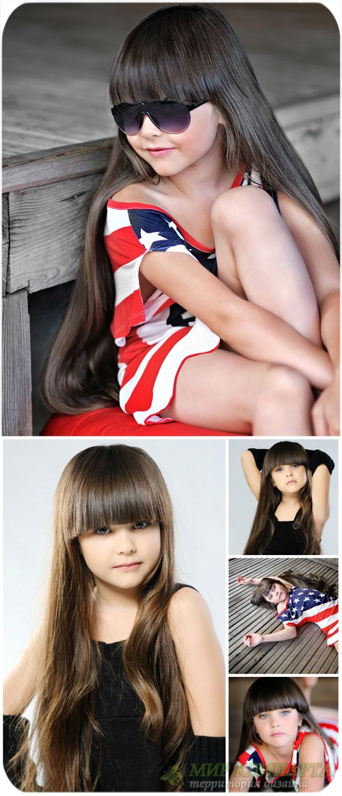 Красивая девочка с длинными волосами / Beautiful little girl with long hair - Stock Photo