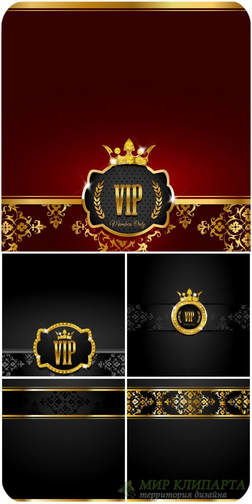 Vip backgrounds vector, gold decor
