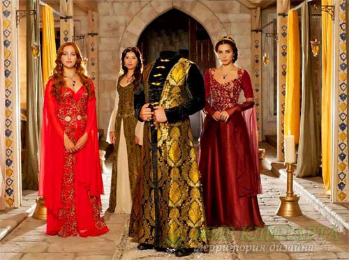  Шаблон для фотошопа - Богатый султан и его девушки 