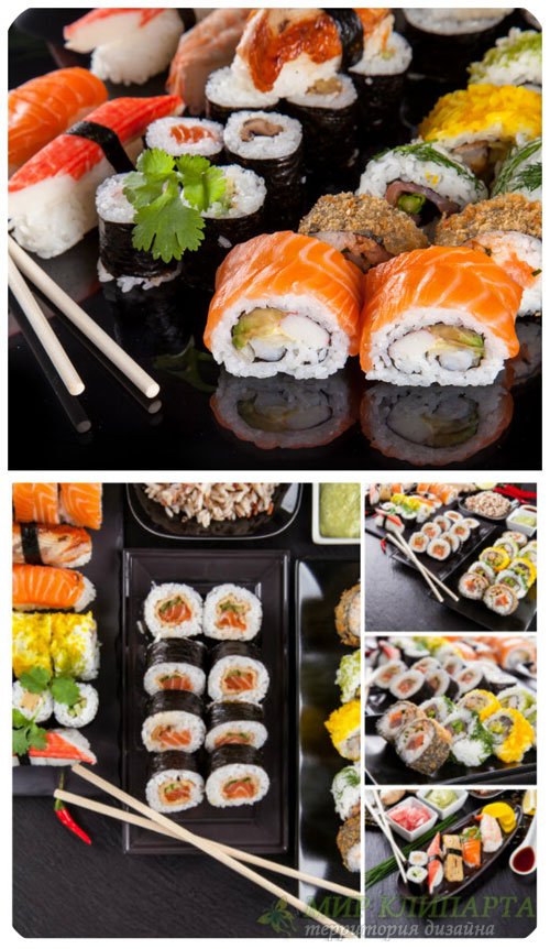 Суши, блюдо традиционной японской кухни / Sushi, traditional Japanese cuisine - Stock photo