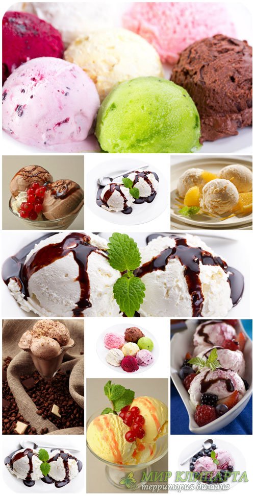 Мороженое с шоколадом и ягодами / Ice cream with chocolate and berries - Stock Photo