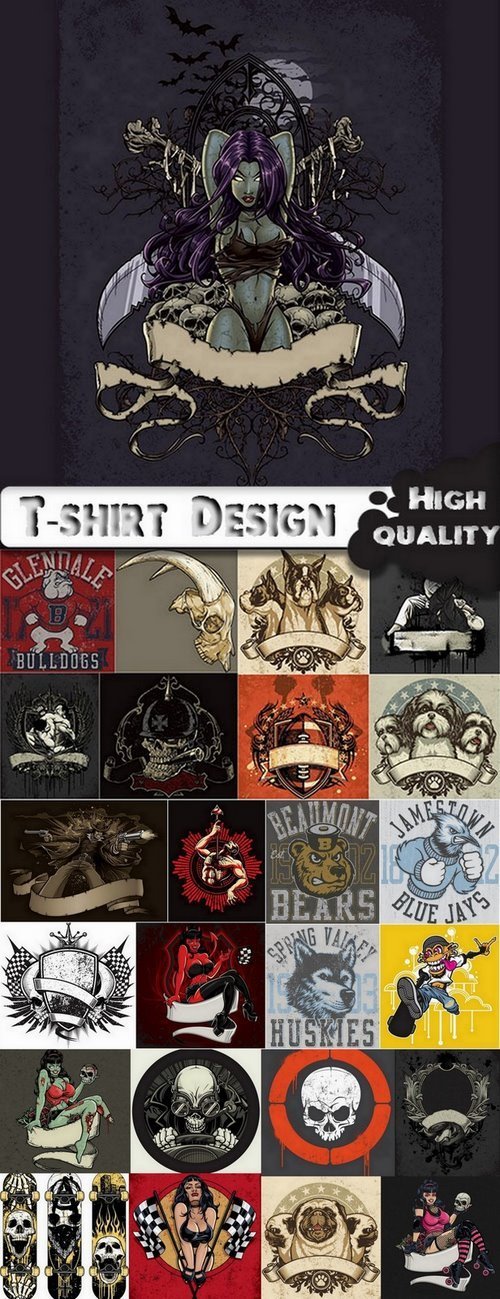 T-shirt Design elements in vector from stock 19 - 25 Eps