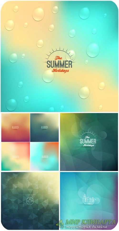 Летние векторные фоны голубых оттенков / Summer vector backgrounds blue shades