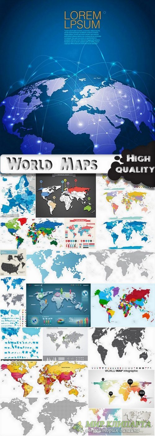 World Map and countris maps in vector from stock - 25 Eps