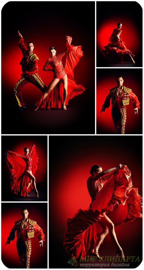Фламенко, танцующая пара / Flamenco dancing couple - Stock Photo