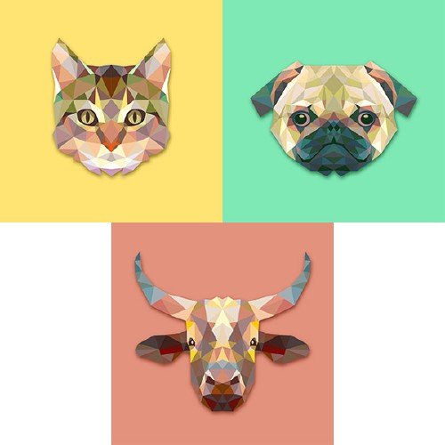 Креативная подборка с животными из треугольников