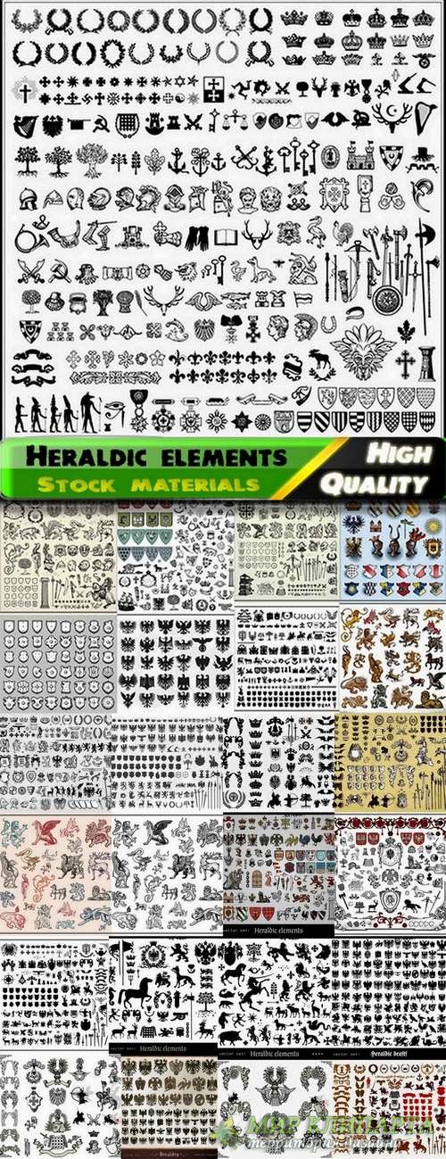 Heraldic design elements in vector from stock - 25 Eps