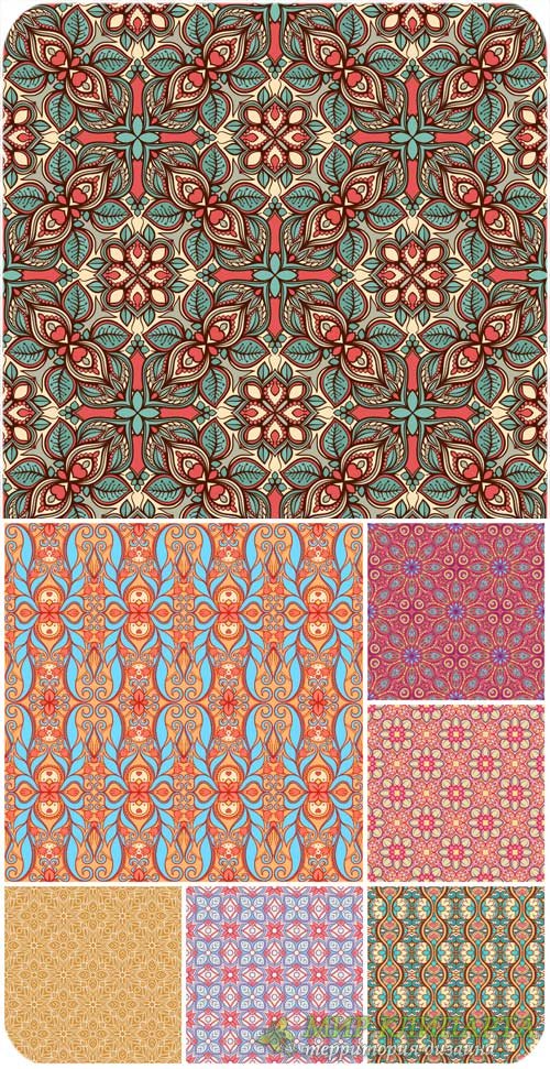 Фоны с цветочными узорами, векторные текстуры / Backgrounds with floral patterns, vector texture