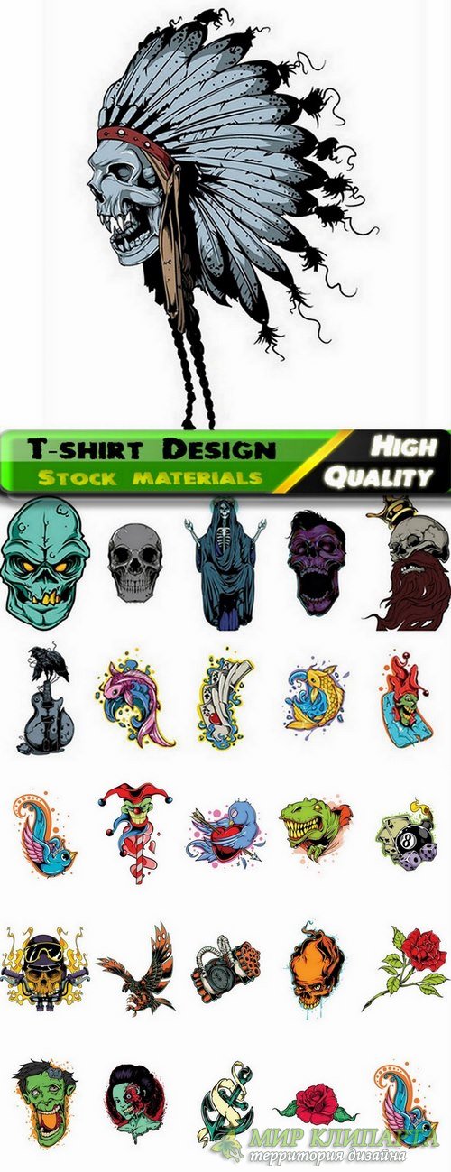 T-shirt Design elements in vector from stock 26 25xEPS