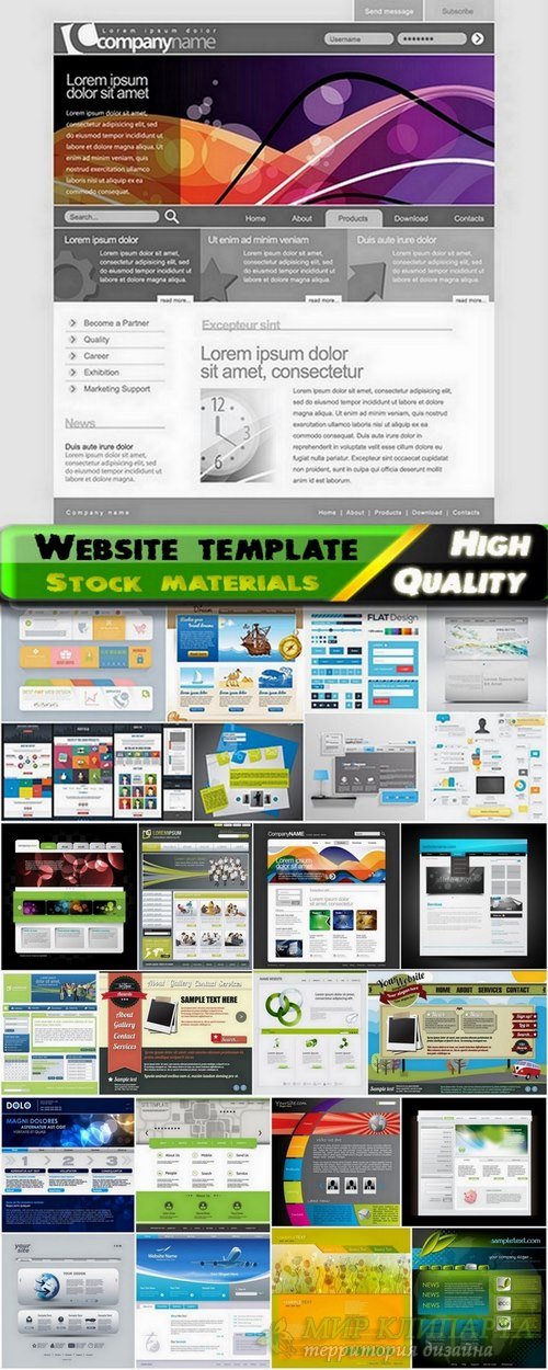 Website template design set #8 - 25 Eps