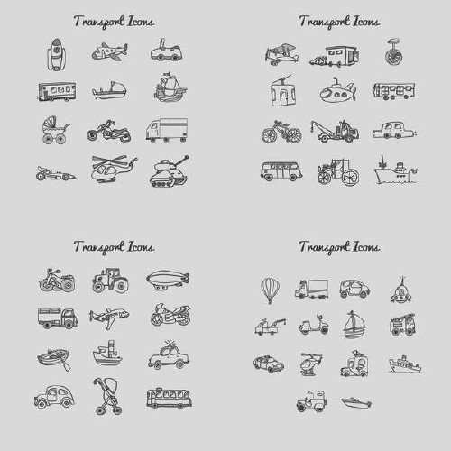 Сборник векторных иконок с транспортом
