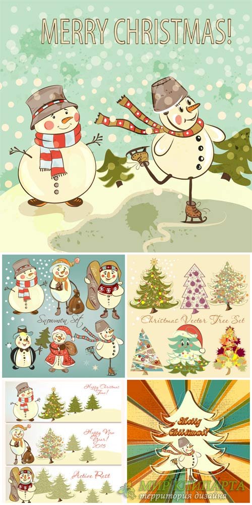 Рождественский вектор в винтажном стиле / Christmas in vintage style vector