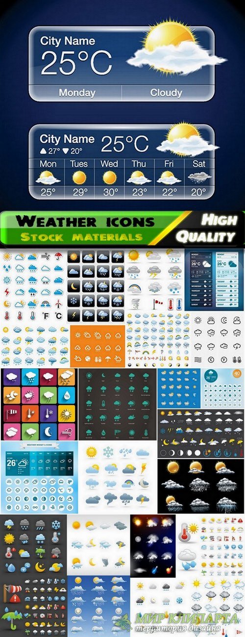 Weather icons and Elements in vector from stock - 25 Eps