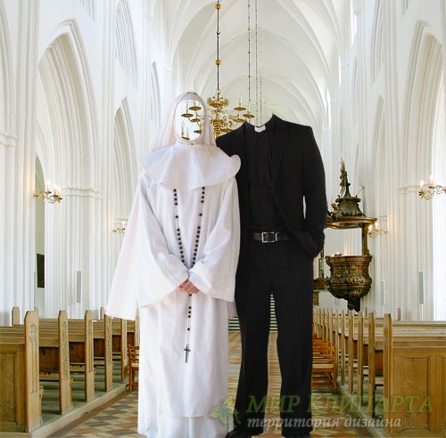  Шаблон для фото - Монашка и священник 
