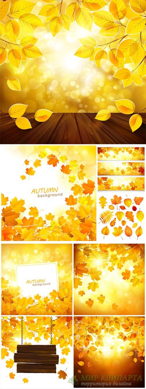 Осенние фоны в векторе / Autumn backgrounds vector