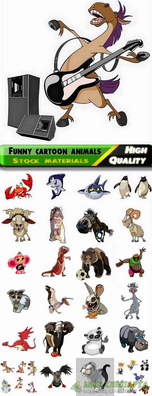 Funny cartoon animals in vector from stock #3 - 25 Eps