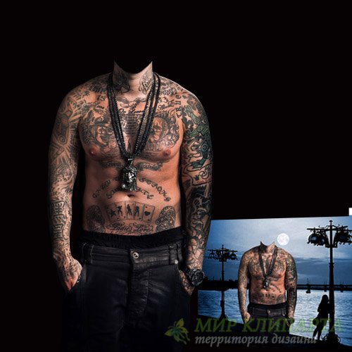 Шаблон для Photoshop - Все тело в tattoo 