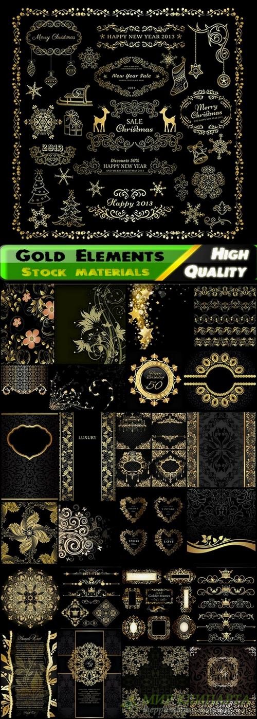 Gold page decoration elements on black and vintage backgrounds - 25 Eps