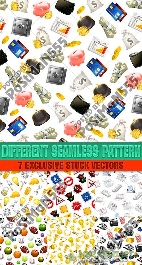 Различные универсальные бесшовные текстуры | Various universal seamless texture, вектор