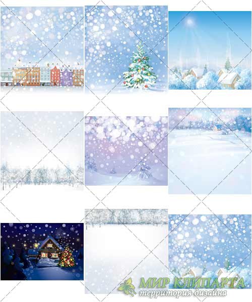 Прекрасные зимние рождественские пейзажи | Beautiful winter landscape Christmas, вектор