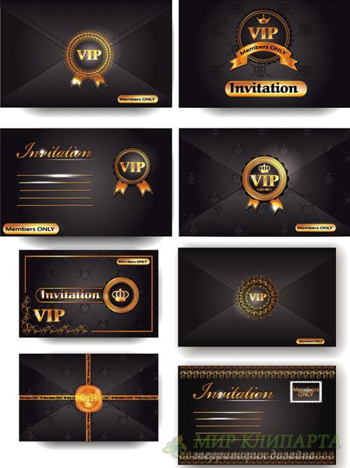 VIP invitation envelope vector set