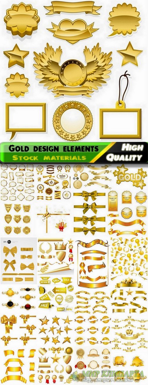 Different gold design elements in vector from stock - 25 Eps