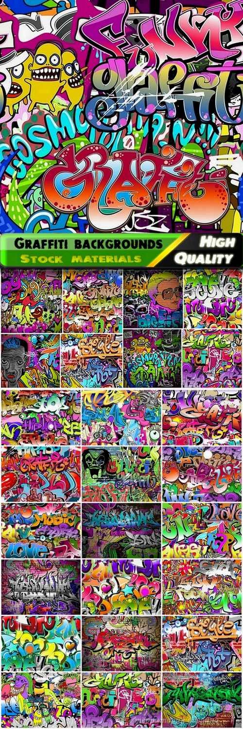 Colorful vector graffiti backgrounds from stock - 25 Eps