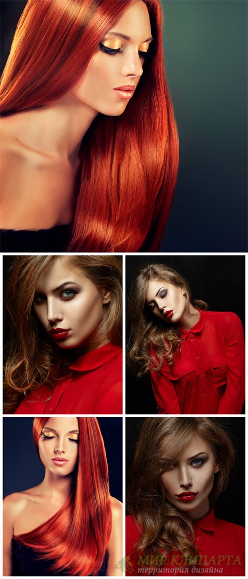 Модные девушки, женщина в красном / Fashionable girl, woman in red - Stock Photo