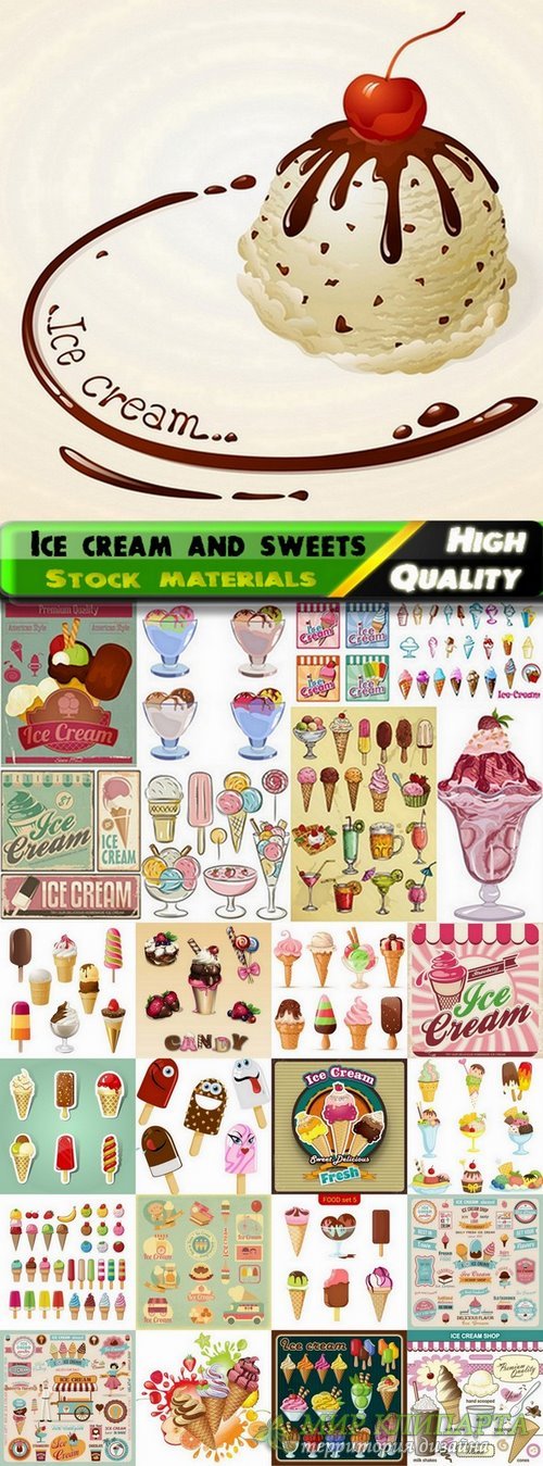 Vector ice cream and sweets from stock - 25 Eps