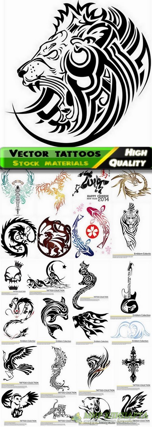 Different vector tattoos from stock - 25 Eps