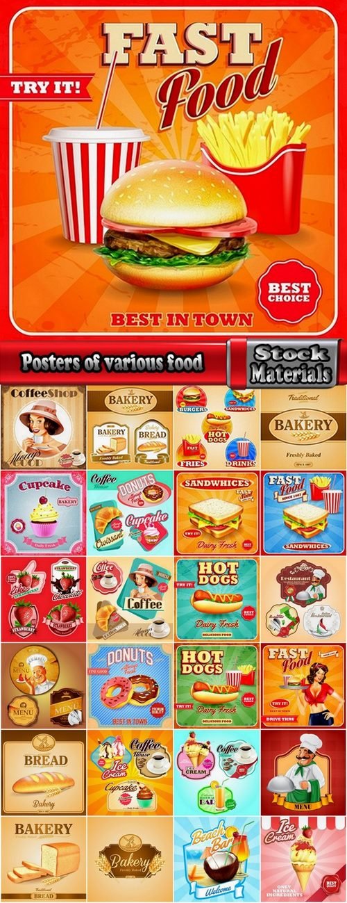 Posters of various food in vector from stock 25 Ai