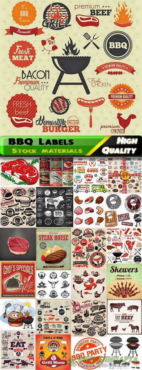BBQ Labels and design elements in vector from stock - 25 Eps