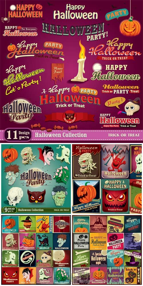 Хэллоуин, этикетки и надписи в векторе / Halloween, labels, captions and backgrounds vector