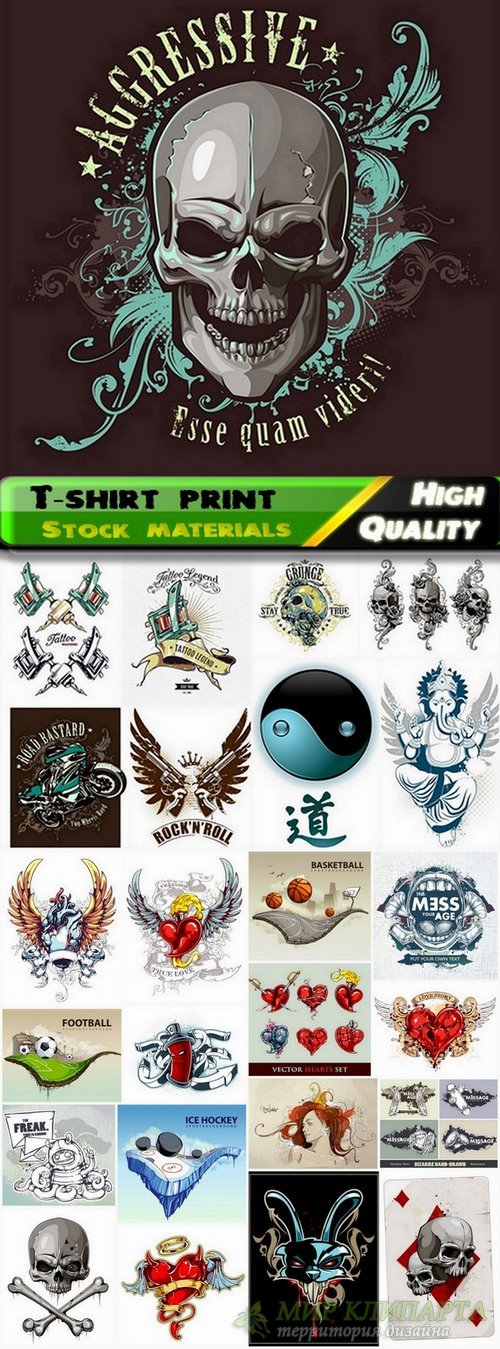 T-shirt print design in vector from stock #3 - 25 Eps