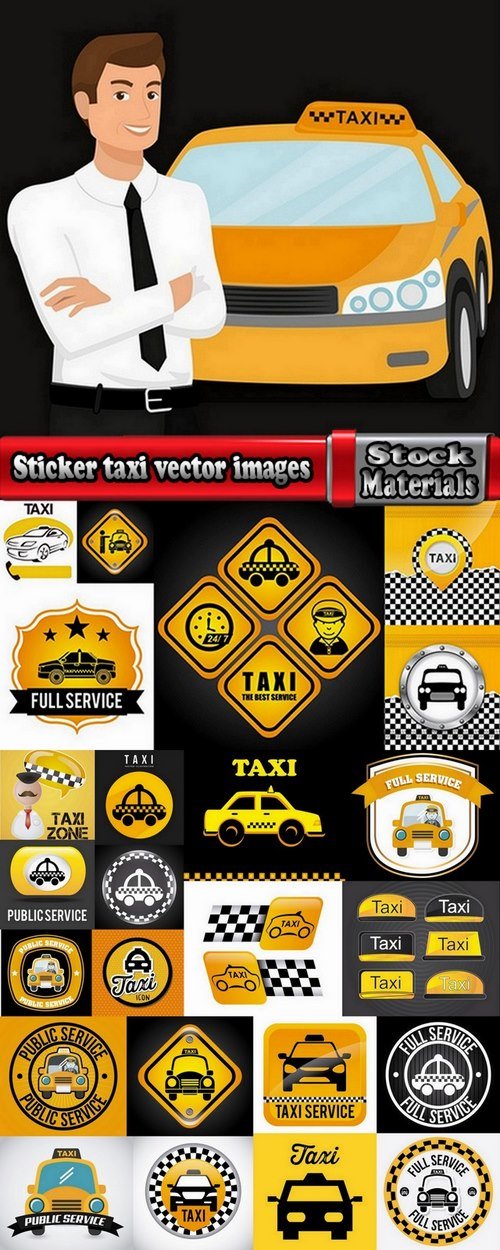 Sticker taxi vector images 25 Eps