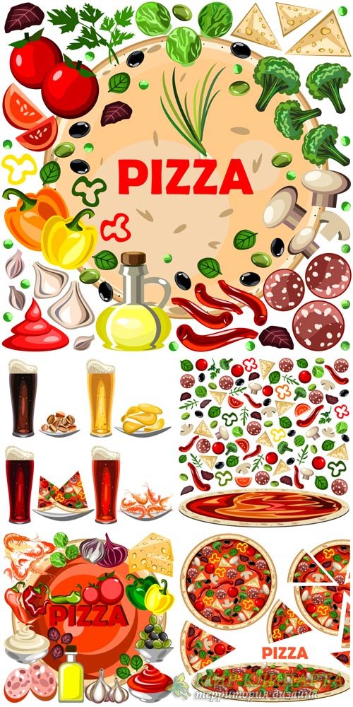 Пицца, ингридиенты для пицци в векторе / Pizza ingredients for pizza vector
