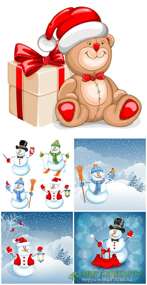 Рождественский вектор, снеговики / Christmas vector, snowmen