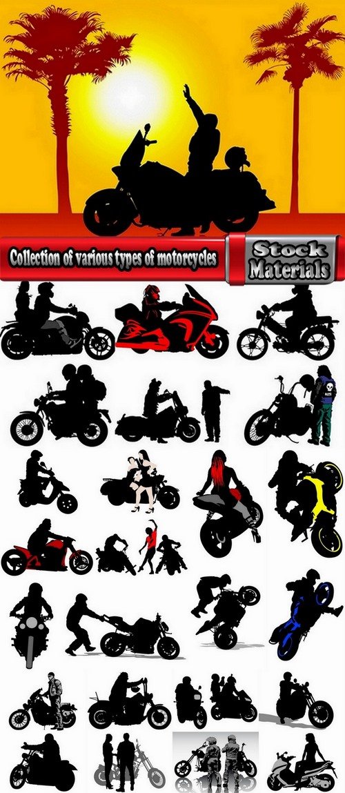 Collection of various types of motorcycles 25 Eps