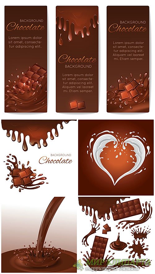 Шоколад, векторные фоны / Chocolate, vector backgrounds #1