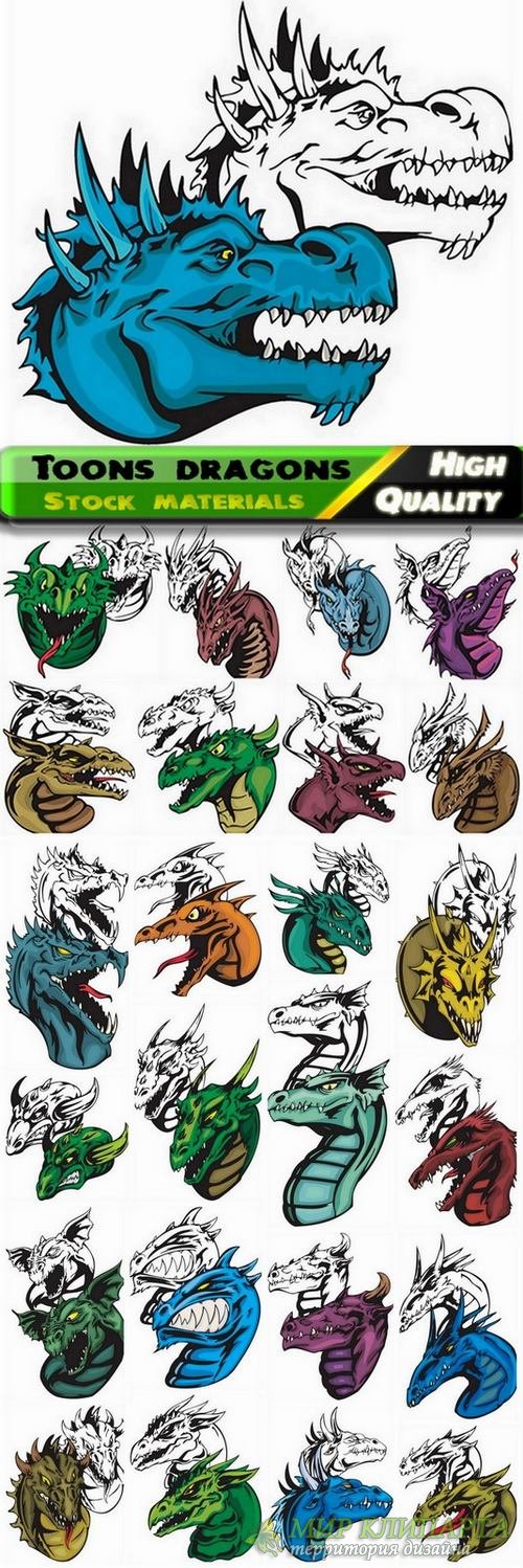 Toons dragons illustrations in vector from stock - 25 Eps