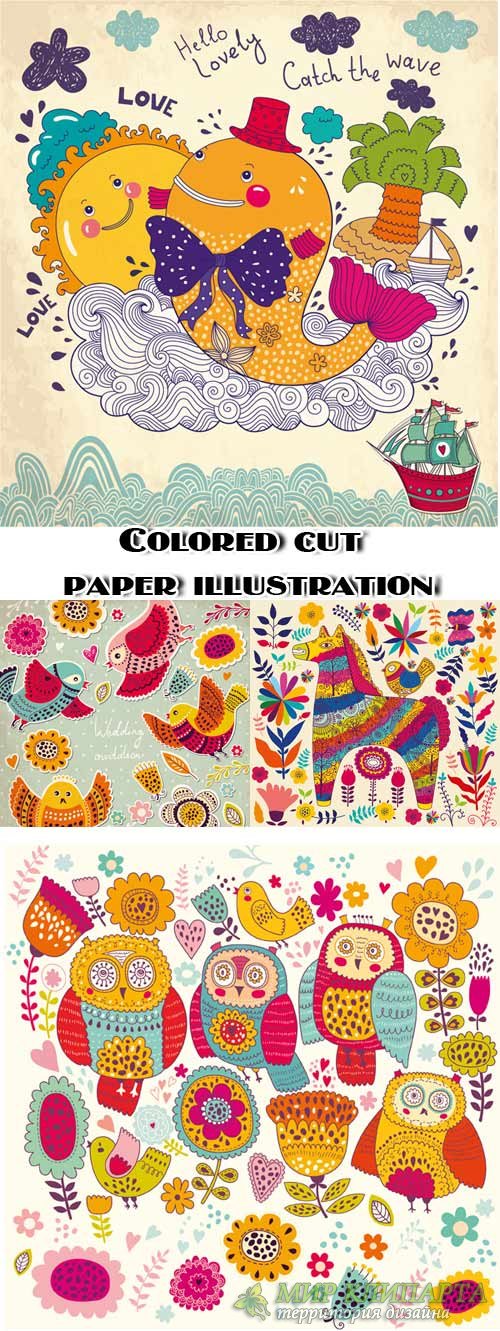 Colored cut paper illustration