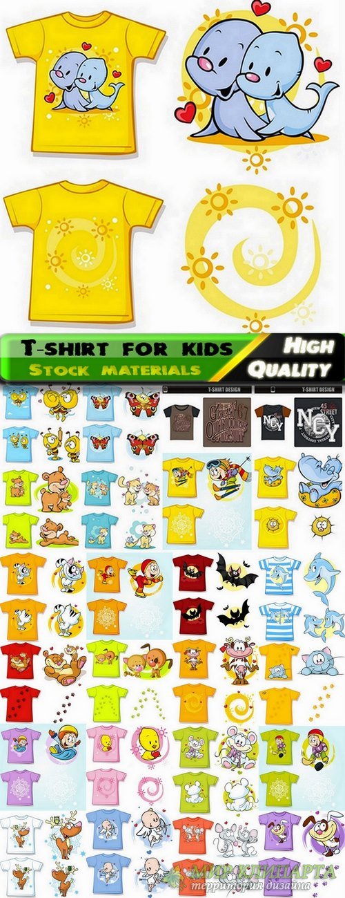T-shirt print design for kids in vector from stock - 25 Eps