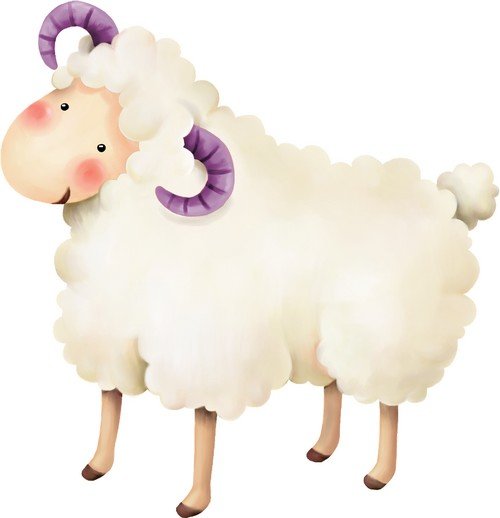 Символ 2015 - козы и овцы на прозрачном фоне 
