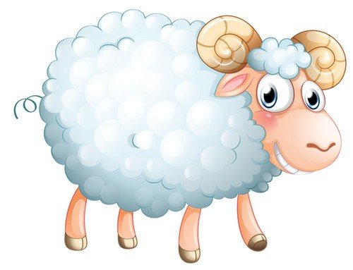 Символ 2015 - козы и овцы на прозрачном фоне 
