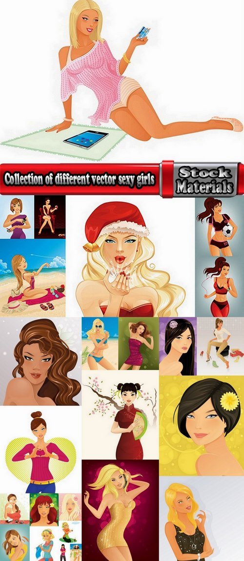 Collection of beautiful girls vector image 25 Eps