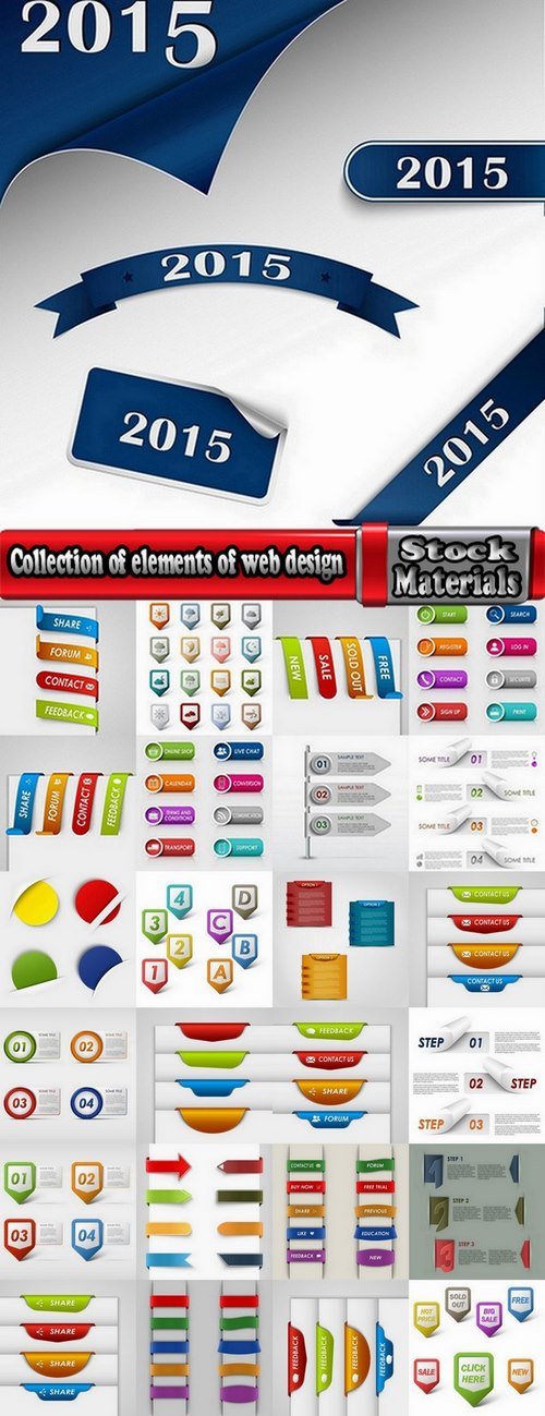 Collection of elements of web design vector image 25 Eps